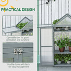 Garden Cold Frame Greenhouse with Adjustable Shelf, Double Doors & Openable Top, Grey