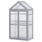 Garden Cold Frame Greenhouse with Adjustable Shelf, Double Doors & Openable Top, Grey