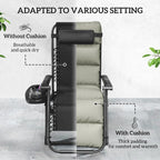 2 Piece Zero Gravity Folding Reclining Chair w/ Cushion, Headrest & Cupholder, Grey