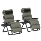 2 Piece Zero Gravity Folding Reclining Chair w/ Cushion, Headrest & Cupholder, Grey