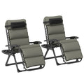 2 Piece Zero Gravity Folding Reclining Chair w/ Cushion, Headrest & Cupholder, Grey