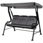 3-Person Cushioned Swing Bench w/ Adjustable Canopy & Weather Resistant Frame, Grey