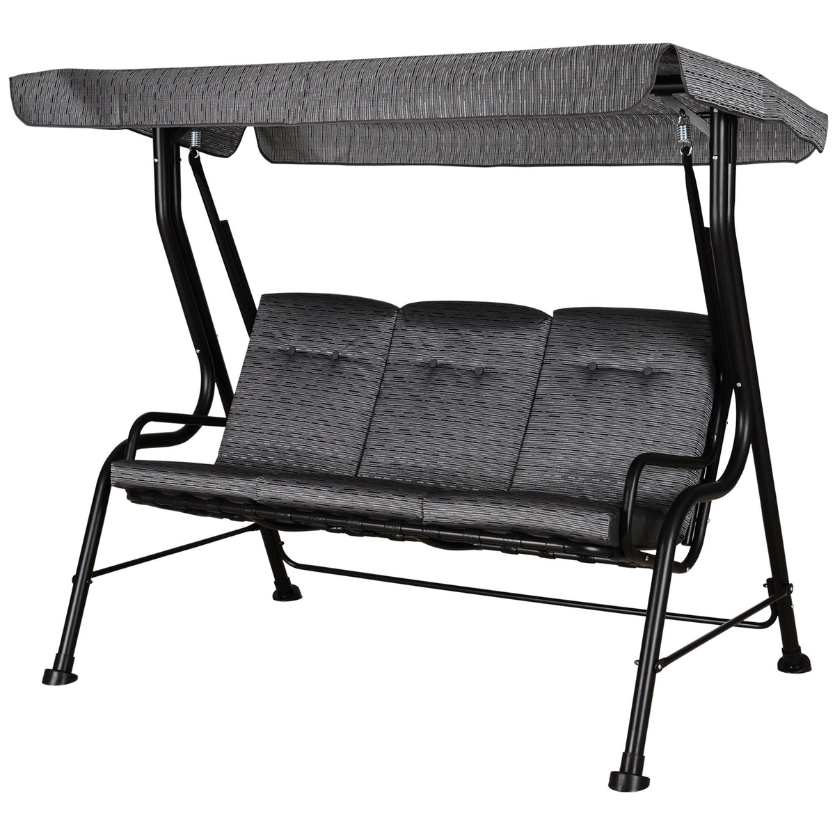 3-Person Cushioned Swing Bench w/ Adjustable Canopy & Weather Resistant Frame, Grey