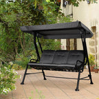 3-Person Cushioned Swing Bench w/ Adjustable Canopy & Weather Resistant Frame, Grey