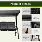 3-Person Cushioned Swing Bench w/ Adjustable Canopy & Weather Resistant Frame, Grey