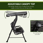 3-Person Cushioned Swing Bench w/ Adjustable Canopy & Weather Resistant Frame, Grey
