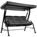 3-Person Cushioned Swing Bench w/ Adjustable Canopy & Weather Resistant Frame, Grey