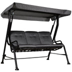 3-Person Cushioned Swing Bench w/ Adjustable Canopy & Weather Resistant Frame, Grey