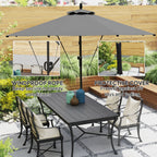 118.1" Offset Patio Umbrella with Cover, Tilt and Wind Strap, Grey
