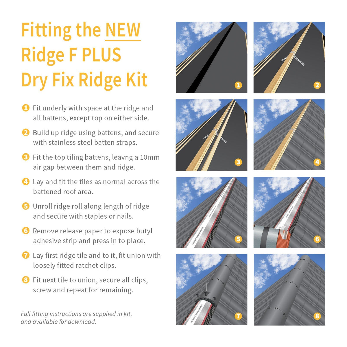 10m EasyRidge F PLUS Dry Fix Ridge Kit