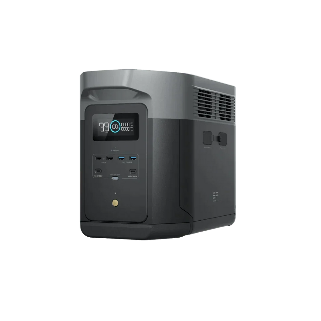 EcoFlow Delta 2 Max 2048Wh 2400W LiFePO4 Solar Generator + 100W Portable Monocrystalline Solar Panels Kit