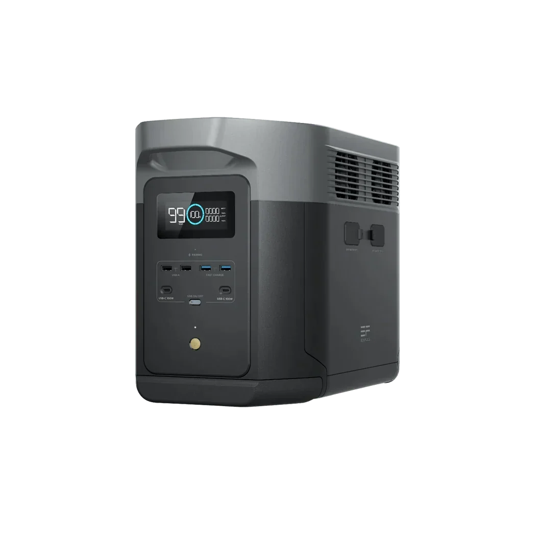 EcoFlow Delta 2 Max 2048Wh 2400W LiFePO4 Solar Generator + 100W Portable Monocrystalline Solar Panels Kit