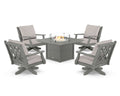 Wovendale 5-Piece Deep Seating Swivel Conversation Set with Fire Pit Table