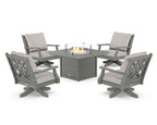 Wovendale 5-Piece Deep Seating Swivel Conversation Set with Fire Pit Table