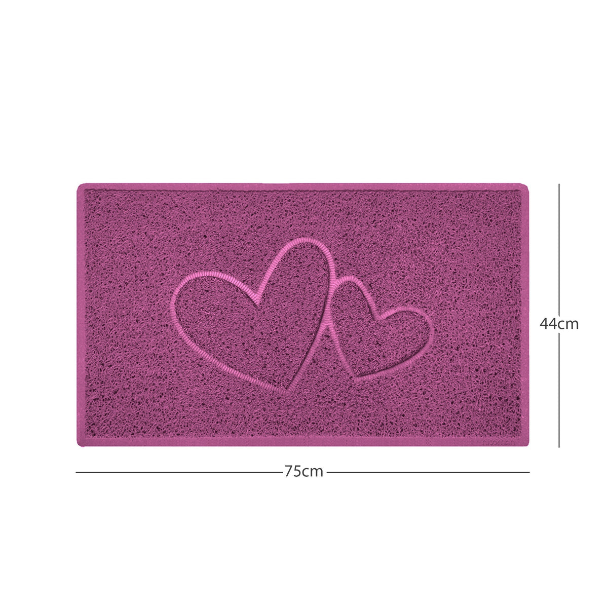 "Double Heart" Embossed Loofah Textured Spaghetti Doormat