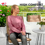Patio Folding Rocking Chair Set of 2 Padded Rockers with Armrest & Headrest, Light Brown