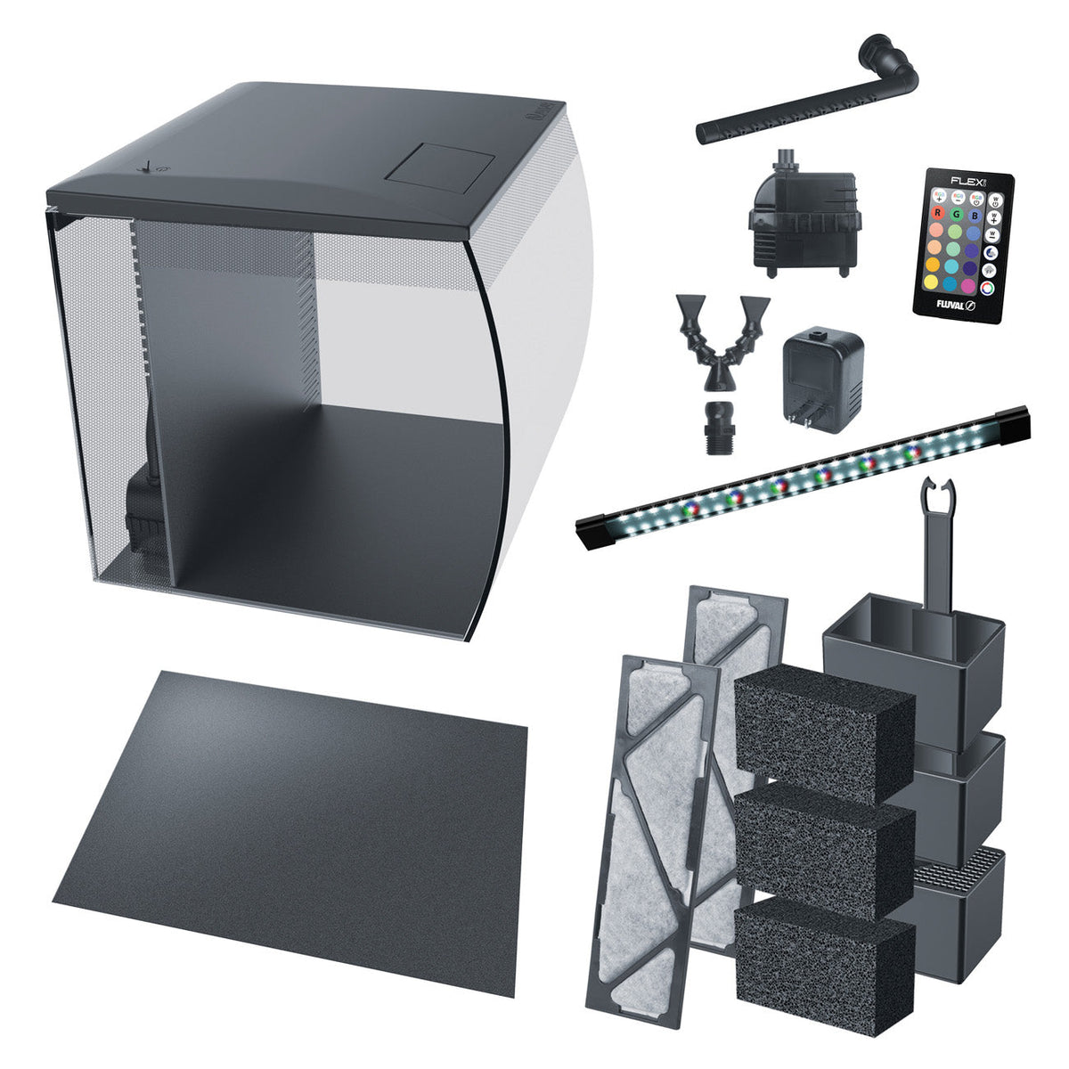 Fluval Flex 2.0 57L Black Aquarium and Cabinet