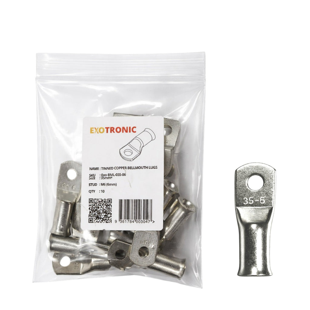 10 Pack of Exotronic 35mm² Copper Lug M6 | Bellmouth