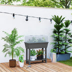 Self-Watering Raised Garden Bed with Ventilation Lid, Water Level Indicator, 29.5" x 14.2" x 36.2", Dark Grey