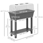 Self-Watering Raised Garden Bed with Ventilation Lid, Water Level Indicator, 29.5" x 14.2" x 36.2", Dark Grey