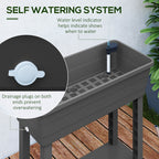 Self-Watering Raised Garden Bed with Ventilation Lid, Water Level Indicator, 29.5" x 14.2" x 36.2", Dark Grey