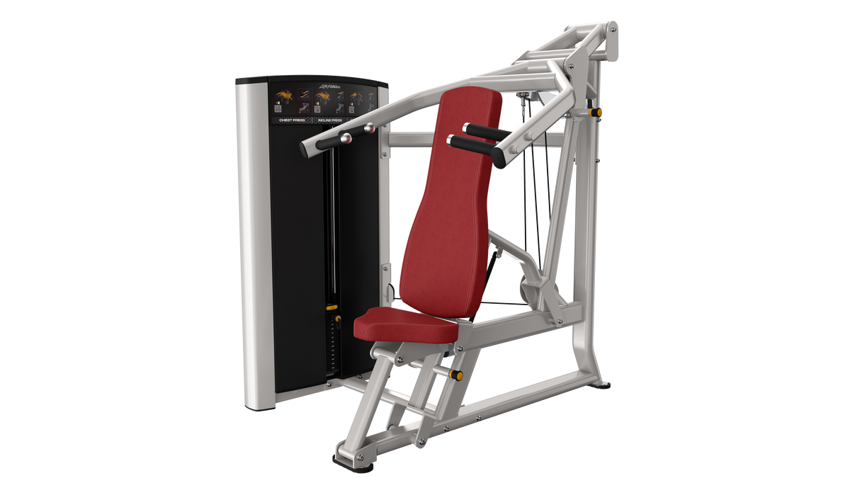 Life Fitness Axiom Multi-Press angled view with red seat