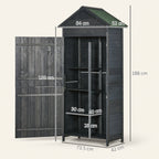 ROWAN Wooden Storage Shed with Lockable Double Doors & Shelves, Grey