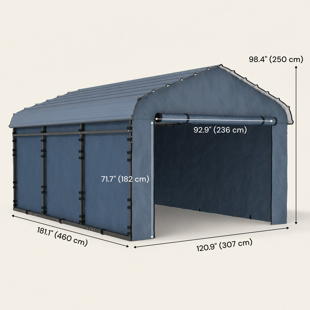 Onward 10' x 15' Heavy Duty Metal Carport with Galvanized Roof & Removable Sidewalls