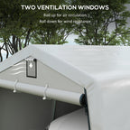 11' x 20' Heavy Duty Carport with 2 Ventilation Windows and Large Door, Grey