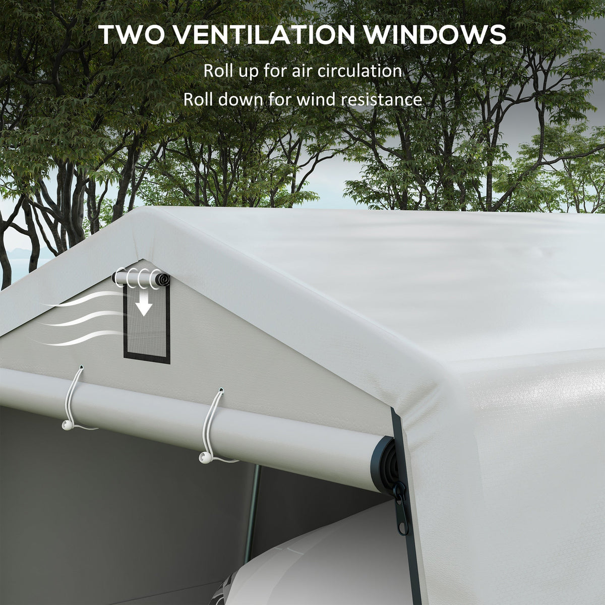 11' x 20' Heavy Duty Carport with 2 Ventilation Windows and Large Door, Grey