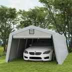 11' x 20' Heavy Duty Carport with 2 Ventilation Windows and Large Door, Grey