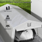 11' x 20' Heavy Duty Carport with 2 Ventilation Windows and Large Door, Grey