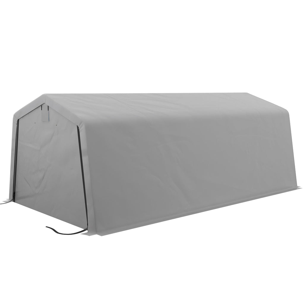 11' x 20' Heavy Duty Carport with 2 Ventilation Windows and Large Door, Grey