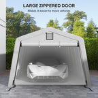 11' x 20' Heavy Duty Carport with 2 Ventilation Windows and Large Door, Grey