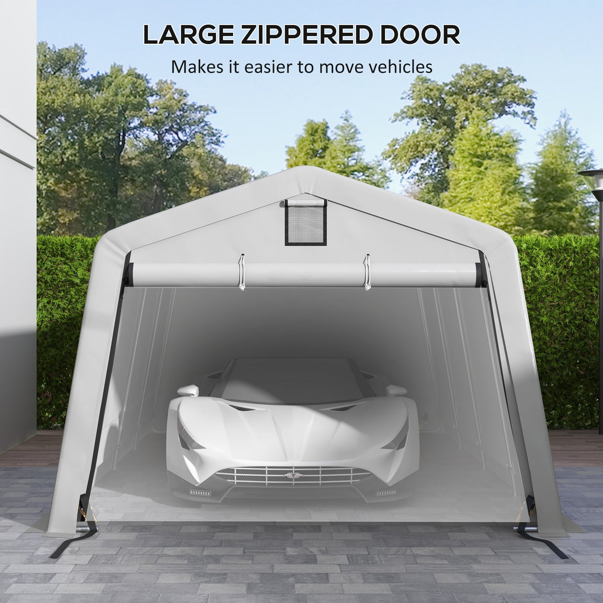11' x 20' Heavy Duty Carport with 2 Ventilation Windows and Large Door, Grey