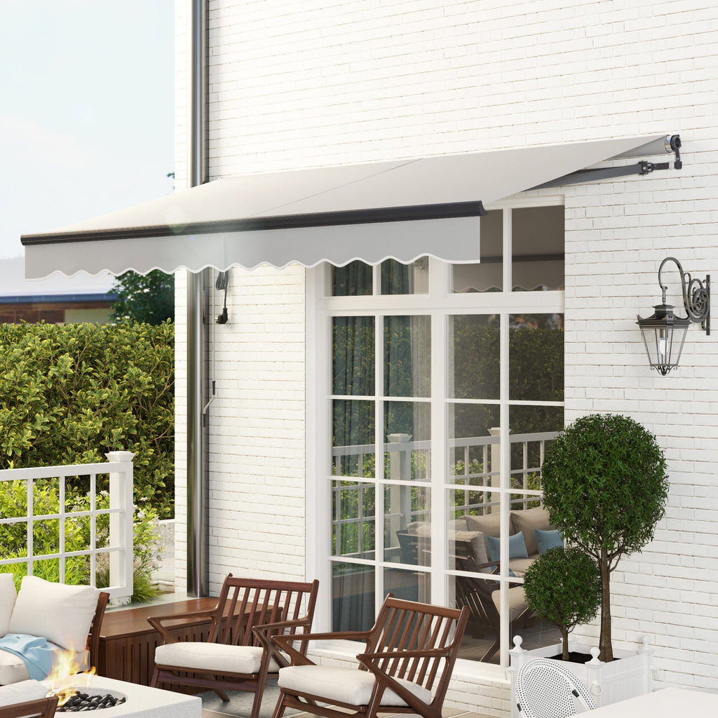 3.5 x 3m Electric Awning with Remote Controller for  Garden Patio Door Window, Light Grey