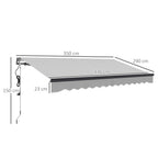 3.5 x 3m Electric Awning with Remote Controller for  Garden Patio Door Window, Light Grey