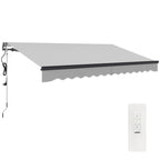 3.5 x 3m Electric Awning with Remote Controller for  Garden Patio Door Window, Light Grey