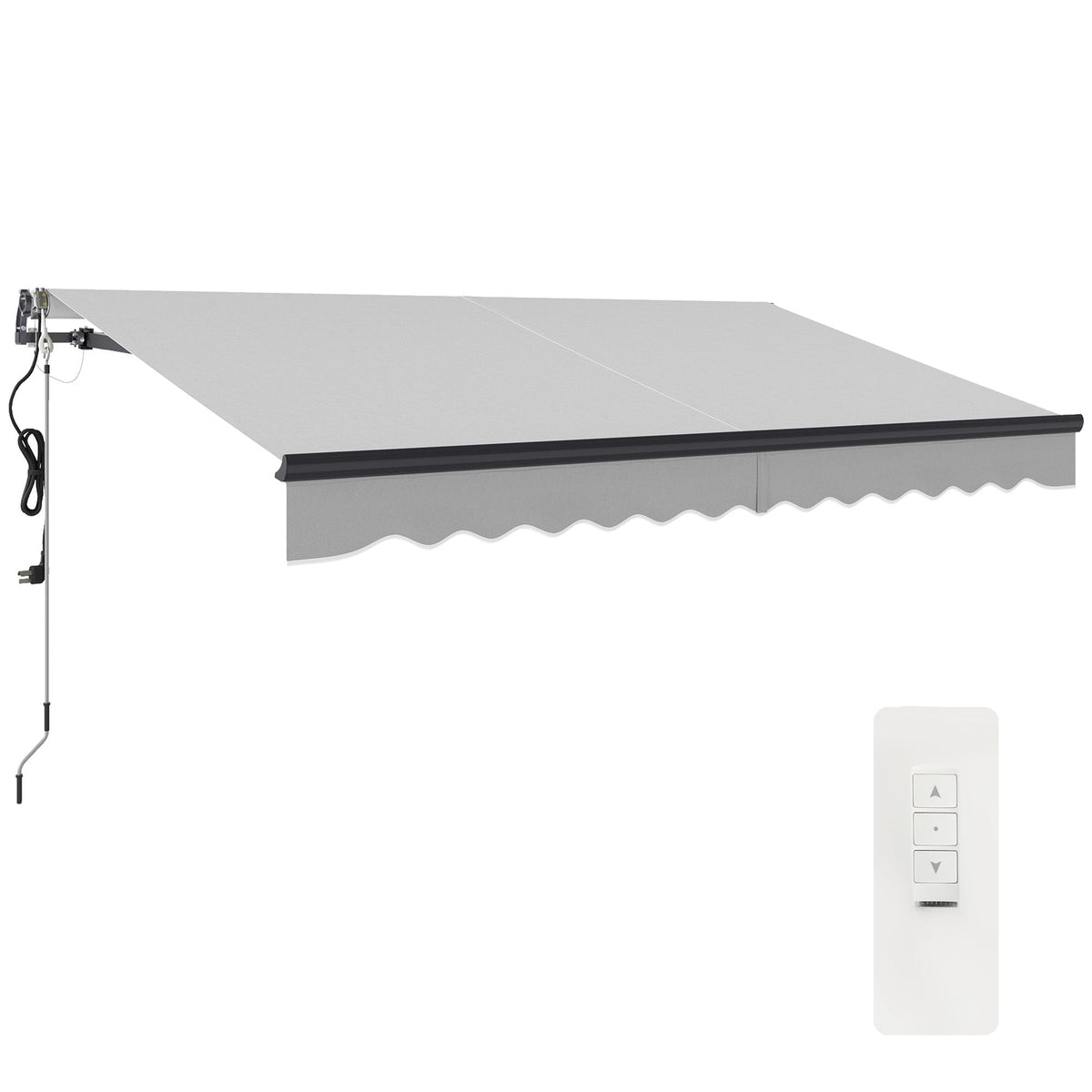 3.5 x 3m Electric Awning with Remote Controller for  Garden Patio Door Window, Light Grey