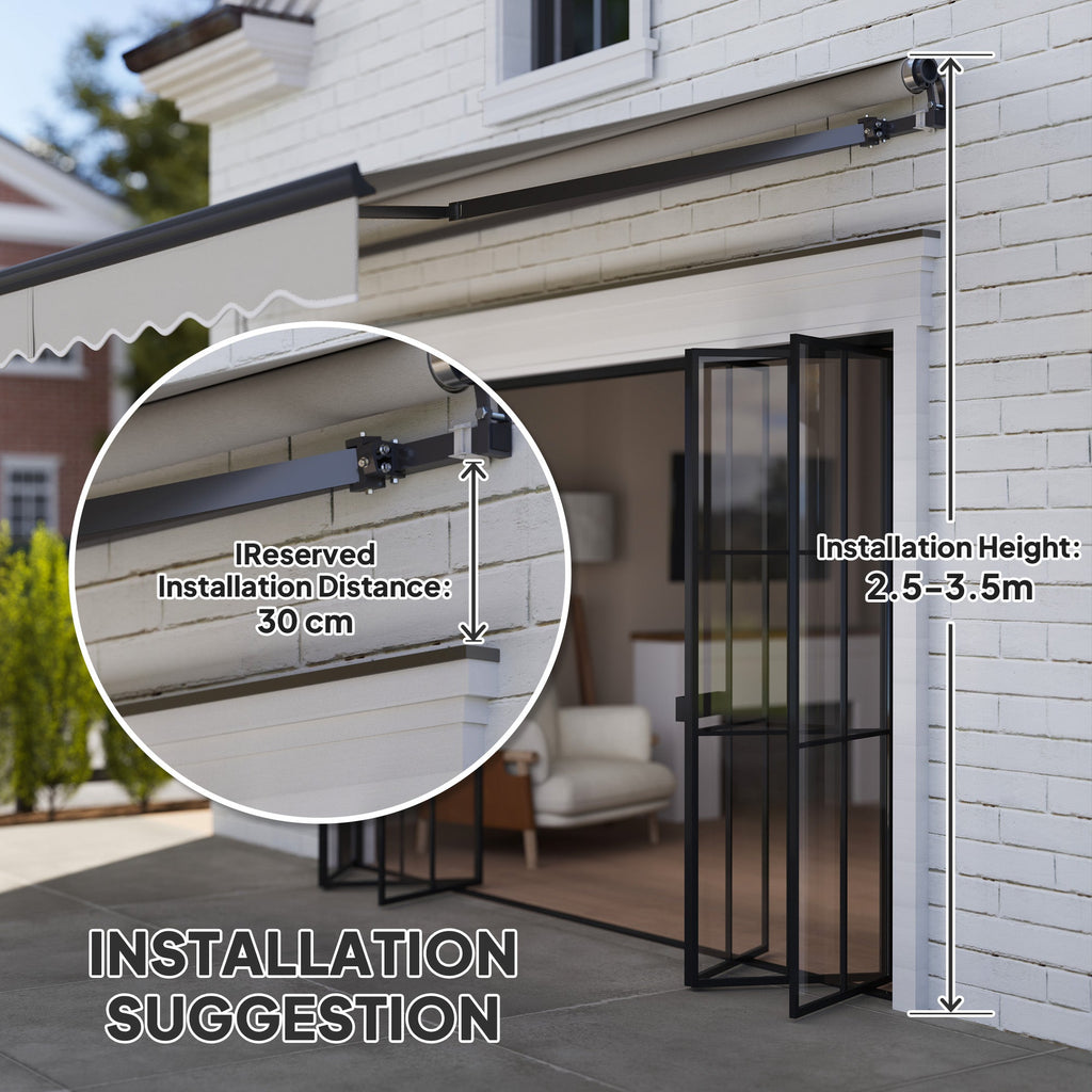 3.5 x 3m Electric Awning with Remote Controller for  Garden Patio Door Window, Light Grey