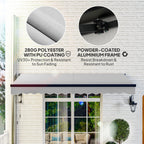 3.5 x 3m Electric Awning with Remote Controller for  Garden Patio Door Window, Light Grey
