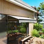 3.5 x 3m Electric Awning with Remote Controller for  Garden Patio Door Window, Light Grey