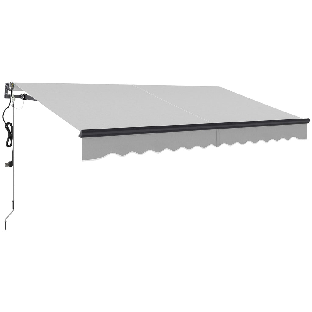3.5 x 3m Electric Awning with Remote Controller for  Garden Patio Door Window, Light Grey