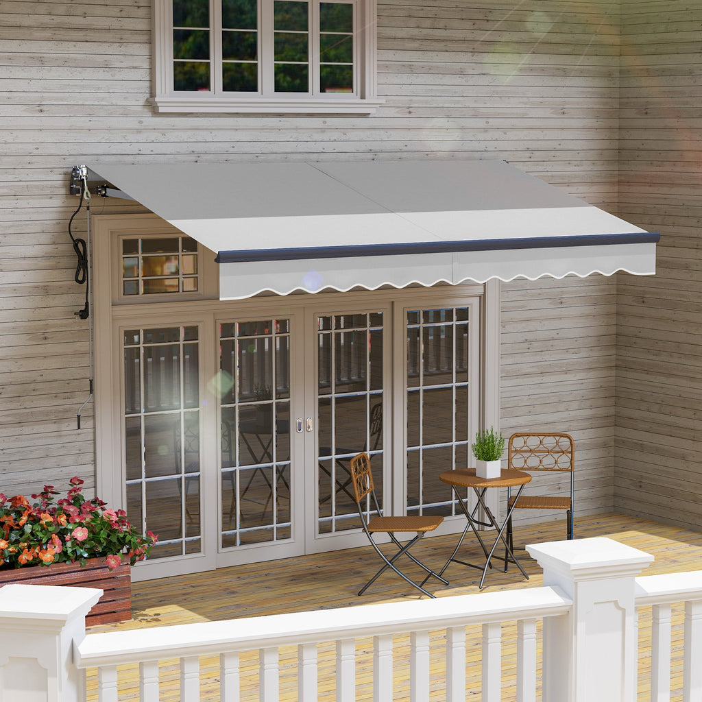3.5 x 3m Electric Awning with Remote Controller for  Garden Patio Door Window, Light Grey