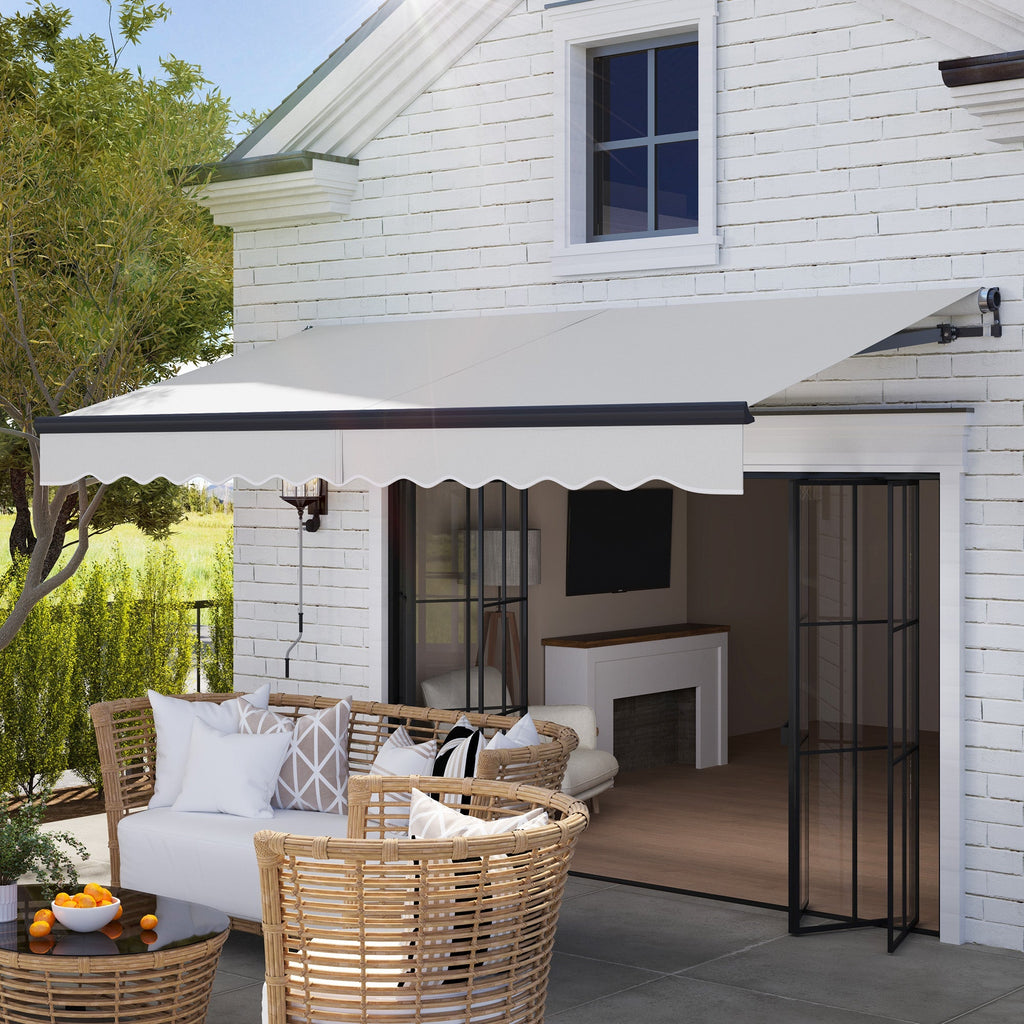 3.5 x 3m Electric Awning with Remote Controller for  Garden Patio Door Window, Light Grey