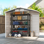 EverBase 7 x 4ft Garden Storage Shed with Upgraded Steel Frame and Double Doors with Lock, Dark Grey
