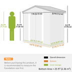 7' x 4' Upgraded Outdoor Storage Shed with Foundation Kit & Double Doors with Lock, Easy to Assemble, Dark Grey