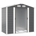 7' x 4' Upgraded Outdoor Storage Shed with Foundation Kit & Double Doors with Lock, Easy to Assemble, Dark Grey