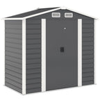 7' x 4' Upgraded Outdoor Storage Shed with Foundation Kit & Double Doors with Lock, Easy to Assemble, Dark Grey