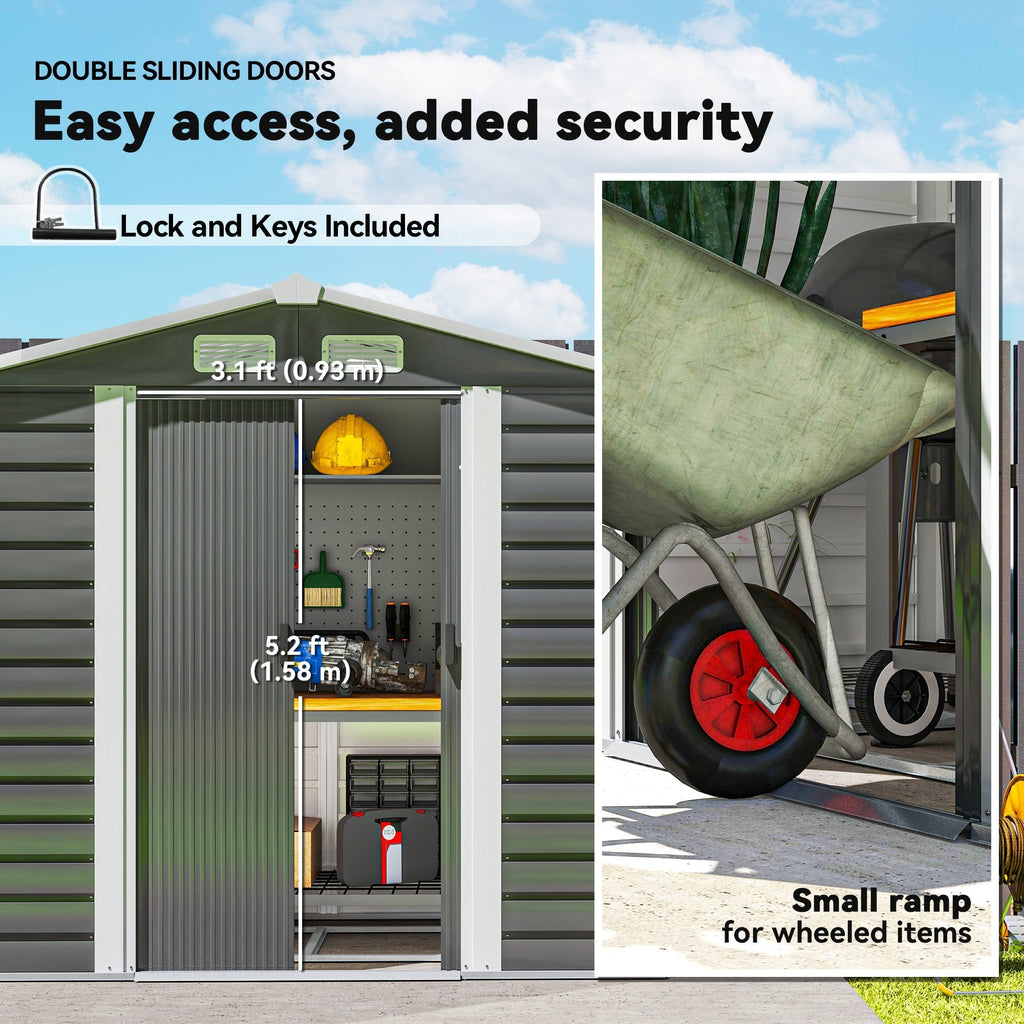 7' x 4' Upgraded Outdoor Storage Shed with Foundation Kit & Double Doors with Lock, Easy to Assemble, Dark Grey